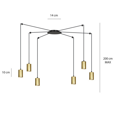 Lampa wisząca  TRAKER 6 BL/GOLD 526/6 EMIBIG