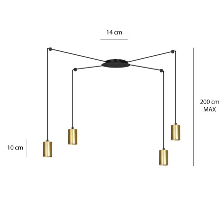 Lampa wisząca  TRAKER 4 BL/GOLD 526/4 EMIBIG