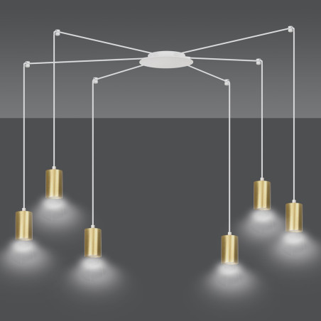 Lampa wisząca  TRAKER 6 WH/GOLD 527/6 EMIBIG