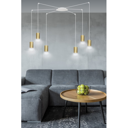 Lampa wisząca  TRAKER 6 WH/GOLD 527/6 EMIBIG