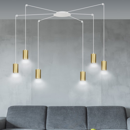 Lampa wisząca  TRAKER 6 WH/GOLD 527/6 EMIBIG