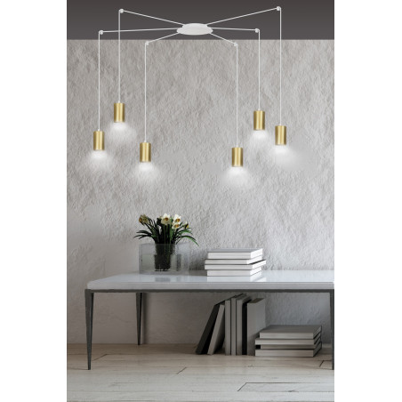 Lampa wisząca  TRAKER 6 WH/GOLD 527/6 EMIBIG