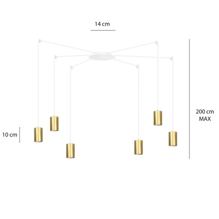 Lampa wisząca  TRAKER 6 WH/GOLD 527/6 EMIBIG