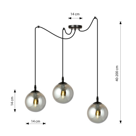 Lampa wisząca  GIGI 3 BL GRAFIT 937/3 EMIBIG