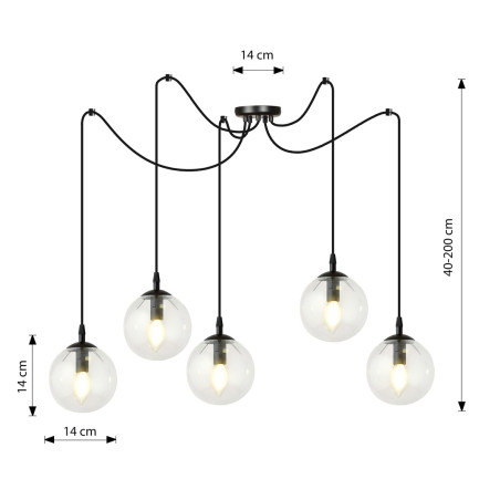 Lampa wisząca  GIGI 5 BL TRANSPARENT 936/5 EMIBIG