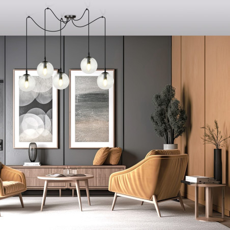 Lampa wisząca  GIGI 5 BL TRANSPARENT 936/5 EMIBIG