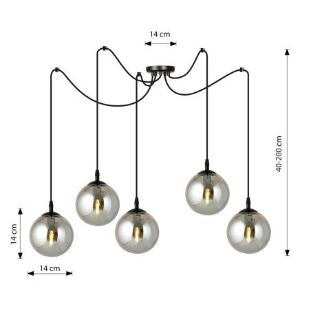 Lampa wisząca  GIGI 5 BL GRAFIT 937/5 EMIBIG