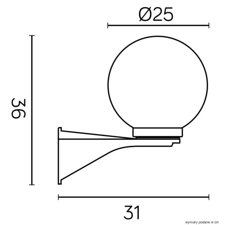 Kinkiet zewnętrzny KULE K 3012/1/KD 250 SU-MA