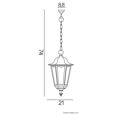 Lampa wisząca zewnętrzna Retro Midi K 1018/1/M SU-MA