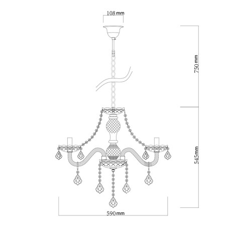 NOWOŚĆ Lampa wisząca Cristallo srebrna 5xE14 Light Prestige