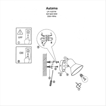NOWOŚĆ Kinkiet Astama czarny 1xE27 Light Prestige