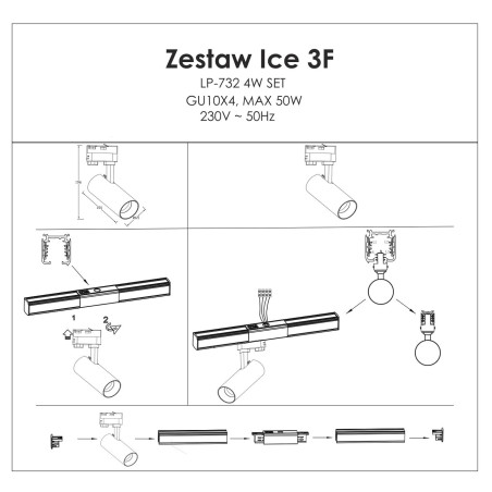 NOWOŚĆ Reflektor do szynoprzewodów Ice 1F czarny 1xGU10 Light Prestige