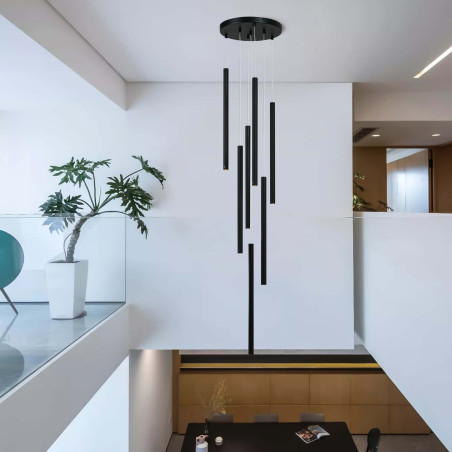 NOWOŚĆ Lampa wisząca Lungo 7 czarna 7xG9 Light Prestige