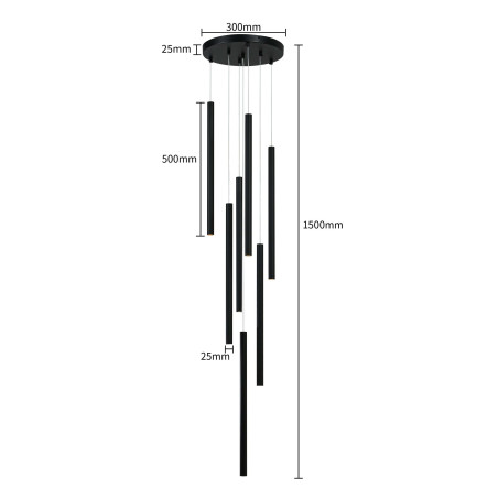 NOWOŚĆ Lampa wisząca Lungo 7 czarna 7xG9 Light Prestige