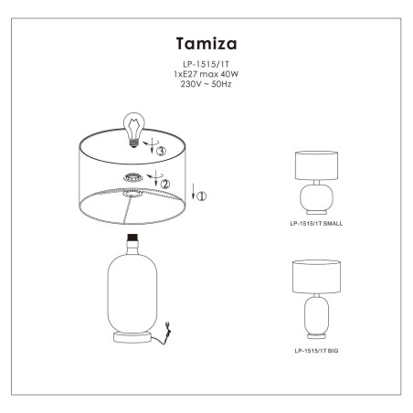 NOWOŚĆ Lampa stołowa Tamiza 65 cm czarna 1xE27 Light Prestige