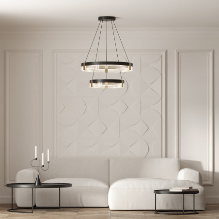 NOWOŚĆ Lampa wisząca Plum 60 cm 40 cm czarno-transparentna LED CCT Light Prestige