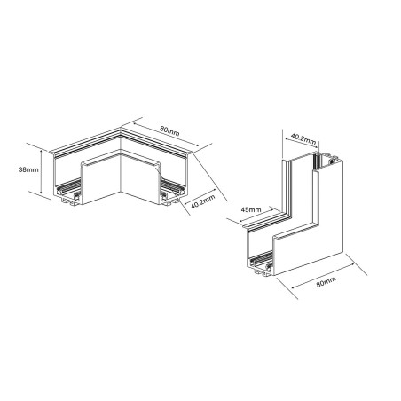 NOWOŚĆ Łącznik podtynkowy L sufit-ściana Magnetic Slim czarny Light Prestige