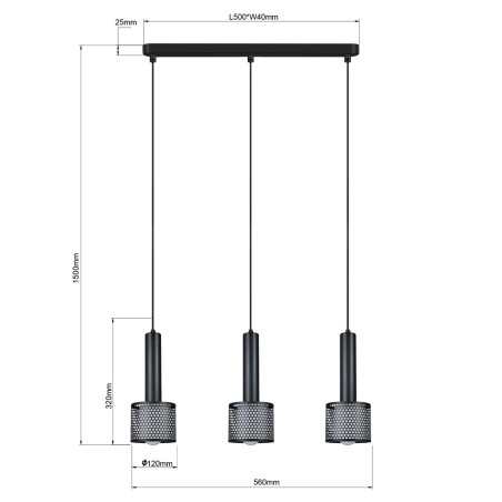 NOWOŚĆ Lampa wisząca Amo czarna 3xE27 Light Prestige