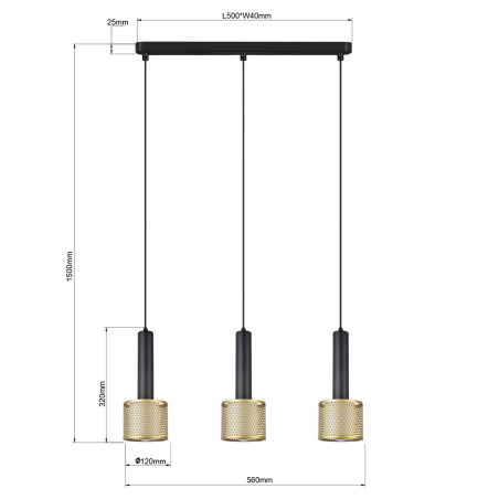 NOWOŚĆ Lampa wisząca Amo czarno-złota 3xE27 Light Prestige