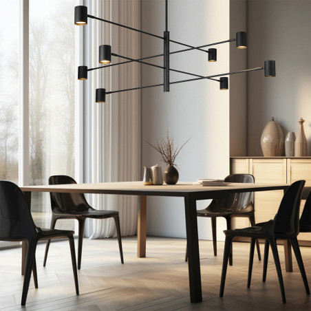 NOWOŚĆ Lampa wisząca Snow 8 czarna 8xGU10 Light Prestige