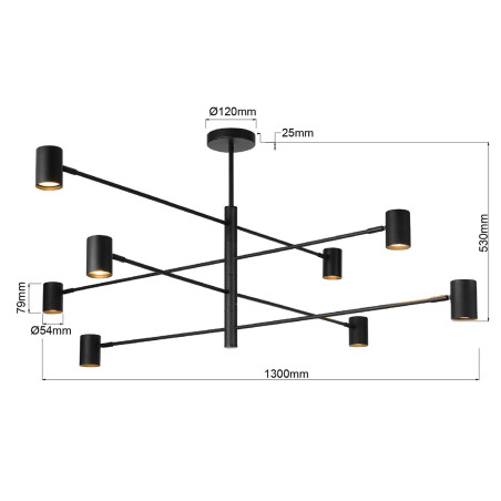 NOWOŚĆ Lampa wisząca Snow 8 czarna 8xGU10 Light Prestige