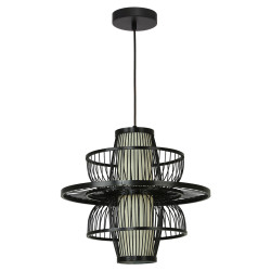 NOWOŚĆ Rattanowa lampa wisząca Astra czarna 1xE27 Light Prestige