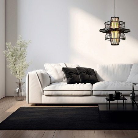 NOWOŚĆ Rattanowa lampa wisząca Astra czarna 1xE27 Light Prestige