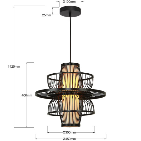 NOWOŚĆ Rattanowa lampa wisząca Astra czarna 1xE27 Light Prestige