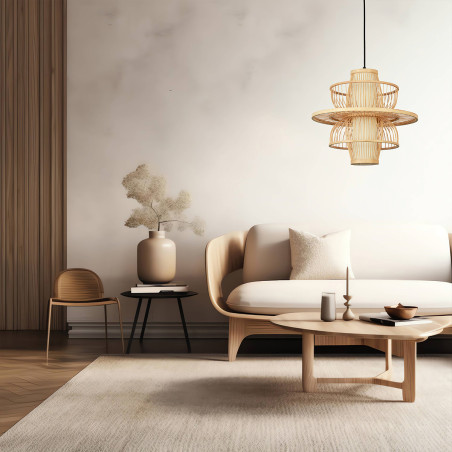 NOWOŚĆ Rattanowa lampa wisząca Astra naturalna 1xE27 Light Prestige