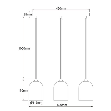 NOWOŚĆ Metalowa lampa wisząca Nilo czarna 3xGU10 Light Prestige