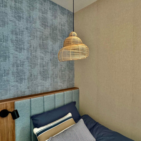 NOWOŚĆ Rattanowa lampa wisząca Shella 40 cm jasne drewno 1xE27 Light Prestige