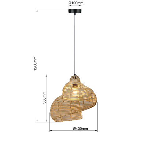 NOWOŚĆ Rattanowa lampa wisząca Shella 40 cm jasne drewno 1xE27 Light Prestige