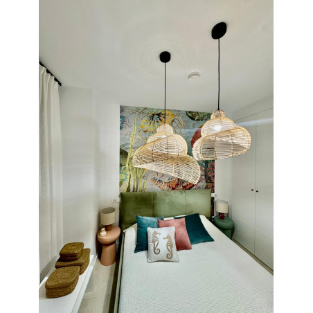 NOWOŚĆ Rattanowa lampa wisząca Shella 60 cm jasne drewno 1xE27 Light Prestige