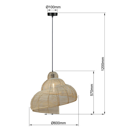NOWOŚĆ Rattanowa lampa wisząca Shella 60 cm jasne drewno 1xE27 Light Prestige