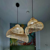 NOWOŚĆ Rattanowa lampa wisząca Shella 60 cm jasne drewno 1xE27 Light Prestige