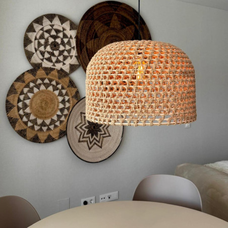 NOWOŚĆ Rattanowa lampa wisząca Kanso 40 cm jasne drewno 1xE27 Light Prestige