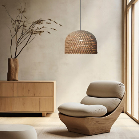 NOWOŚĆ Rattanowa lampa wisząca Kanso 40 cm jasne drewno 1xE27 Light Prestige