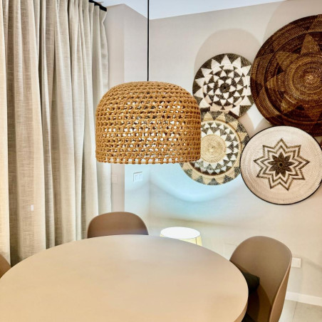 NOWOŚĆ Rattanowa lampa wisząca Kanso 40 cm jasne drewno 1xE27 Light Prestige
