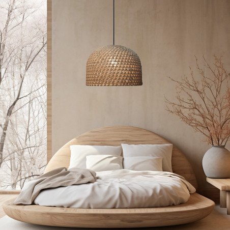 NOWOŚĆ Rattanowa lampa wisząca Kanso 40 cm jasne drewno 1xE27 Light Prestige