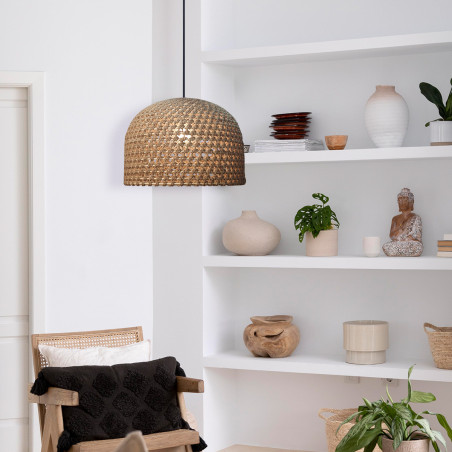 NOWOŚĆ Rattanowa lampa wisząca Kanso 40 cm jasne drewno 1xE27 Light Prestige