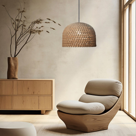 NOWOŚĆ Rattanowa lampa wisząca Kanso 50 cm jasne drewno 1xE27 Light Prestige