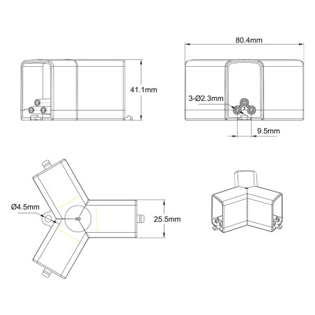 NOWOŚĆ Łącznik 3L 120 elektryczny do oświetlenia modułowego Geometric System New Light Prestige