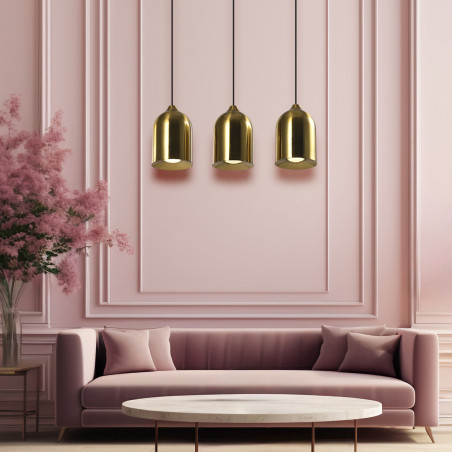 NOWOŚĆ Metalowa lampa wisząca Nilo złota 3xGU10 Light Prestige