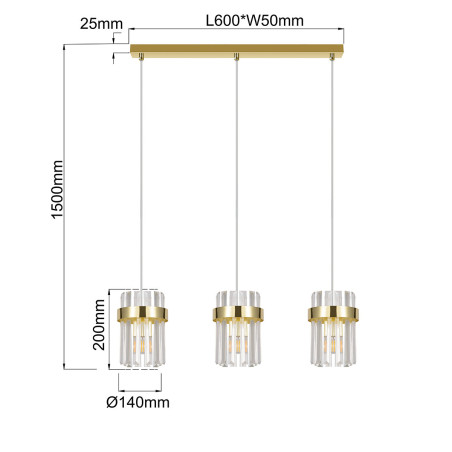 NOWOŚĆ Lampa wisząca Vetro złota 3xE14 Light Prestige