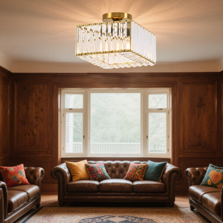 NOWOŚĆ Kwadratowy plafon Vetro złoty 1xE27 Light Prestige