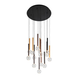 Lampa wisząca Alinos PND-24019-14A-BK Żyrandol Czarny, stop metali, szkło Italux