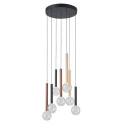 Lampa wisząca Alinos PND-24019-7A-BK Żyrandol Czarny, stop metali, szkło Italux
