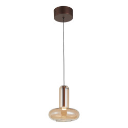Lampa wisząca pojedyncza Carote PND-24011-1-COPP Miedź, Bursztynowy klosz Italux