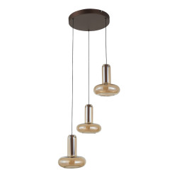 Lampa wisząca potrójna Carote PND-24011-3-COPP Miedź, Bursztynowy klosz Italux