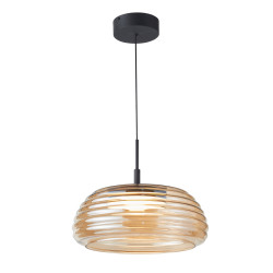 Lampa wisząca z kloszem Loculi PND-24040-BK-AMB Czarny/ Bursztynowy Italux